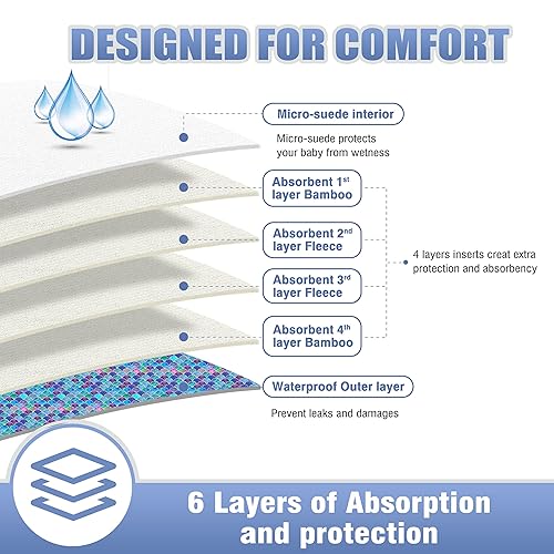 Miniatura 2 de Leekalos Pañales de tela reutilizables para niños y niñas pañal de bebé con inserciones de bambú y bolsa húmeda pescado brillante