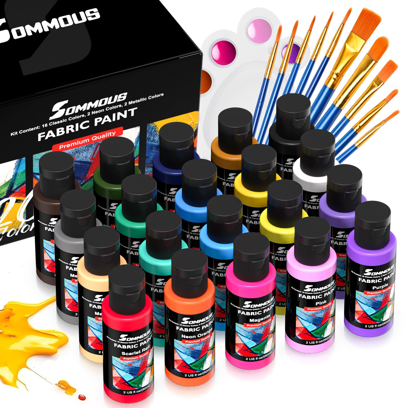 20 Colors Permanent Soft Fabric Paint for Clothes | Soft Fabric Paint in Bottles with 10…