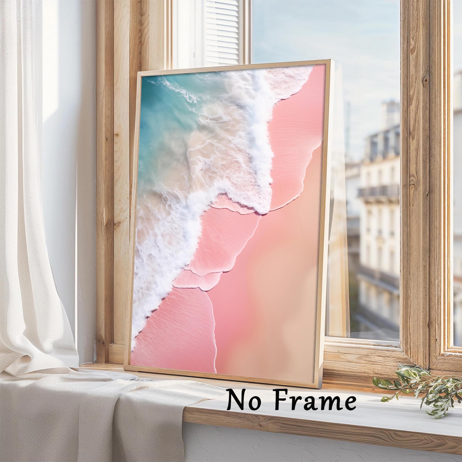 Amazon.com: Pink Blue Beach Canvas Wall Art Coastal Themed Beach