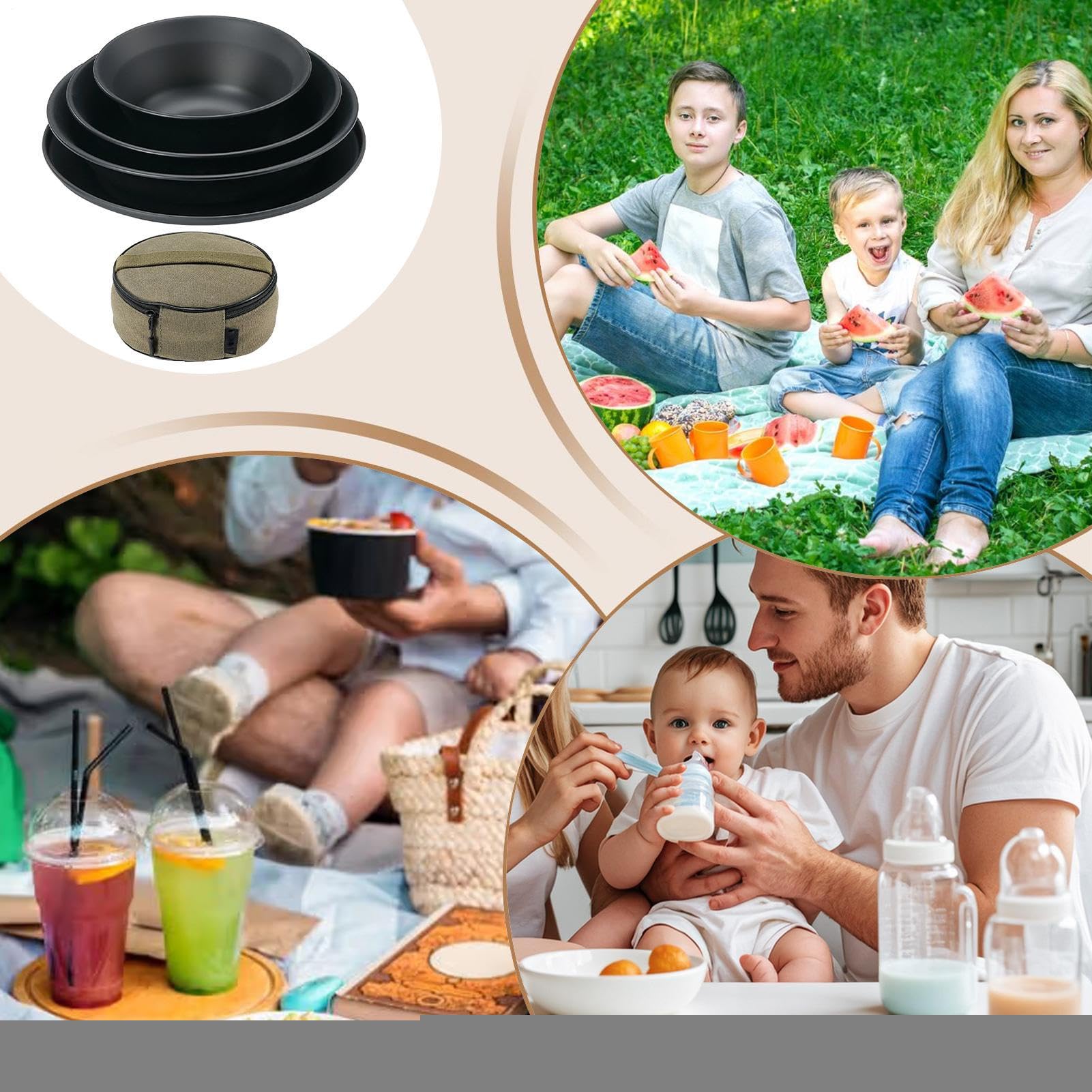 Camping Geschirr Set Rostfreies Edelstahl-Besteck Für Outdoor-Aktivitäten | Besteck Mit Hitzebeständigem Canvas Aufbewahrungsbeutel Wiederverwendbar Für Picknick Wanderungen Outdoor-Essen