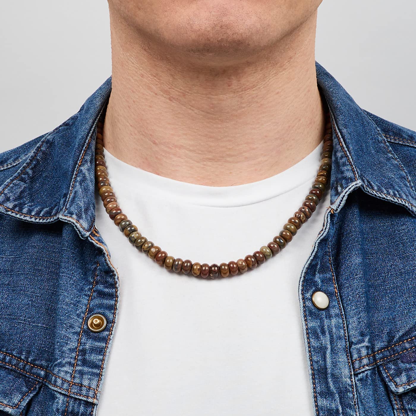 Collar de Cuentas para Hombre | Collar de Cristal Curativo de Piedras Preciosas Naturales de 8 mm Para Hombres Hecho a mano para Hombres