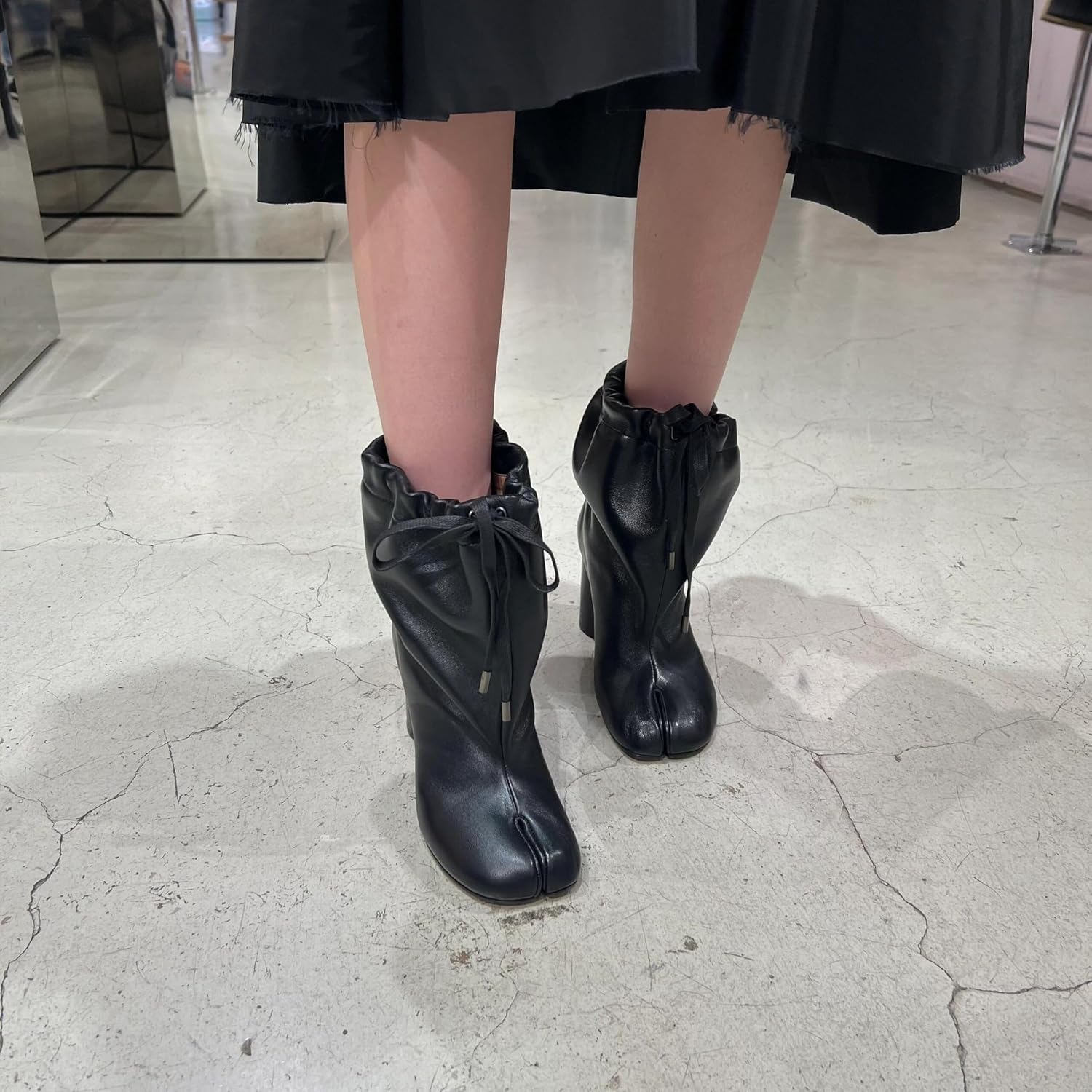 Geerta Tabi Boots Women Slip on Emo Rave Ankle Boots Block Heels Low Heel Booties - Low Top Split Toe Shoes Cute Casual Retro Lightweight Comfortable Walking Female Solid All-Match for Daily Wear