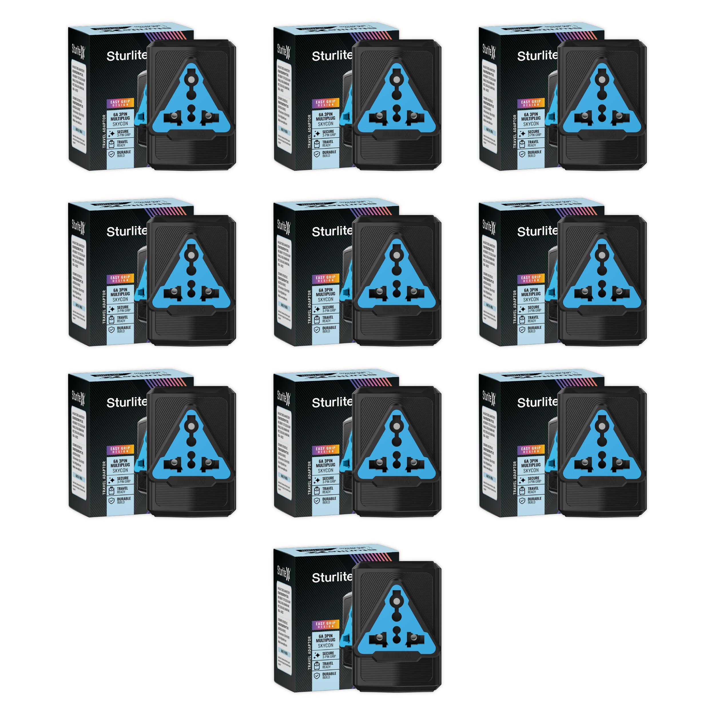 Sturlite SKYCON 6Amps 3 Pin Plug| Universal AC Travel Adapter| ABS Strong Body Socket - (Black, 10, Count)-image-45