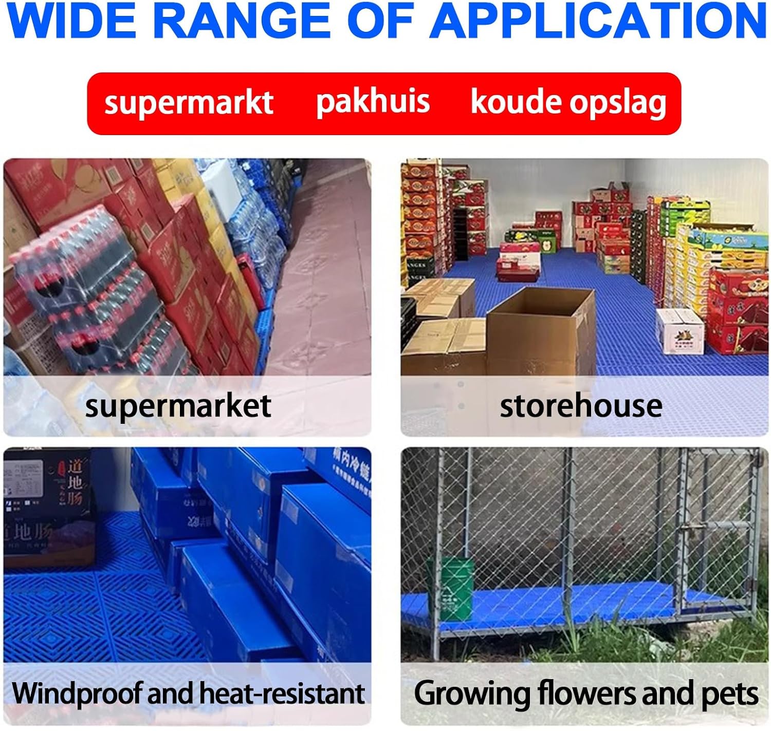 HNDHOPMC Plastic Pallets，HDPE Breathable Mesh Ventilated Pallets, Waterproof Storage Mesh Mat，Support Up to 4400 Lbs，for Supermarket Pet Garage Outdoor Closet Storage(60x60cm(23.6x23.6in))