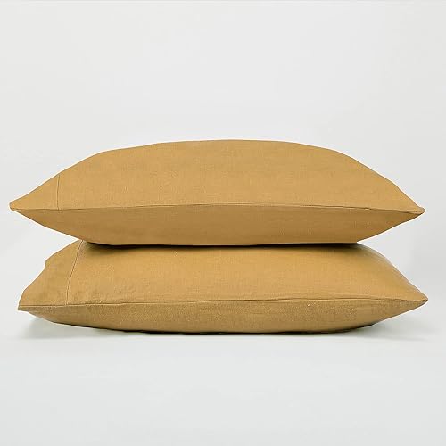 Miniatura 8 de SIJO Fundas de almohada prémium de 100 % lino francés lavado a la piedra, paquete de 2, lotes pequeños procedentes de Normandía, transpirables y