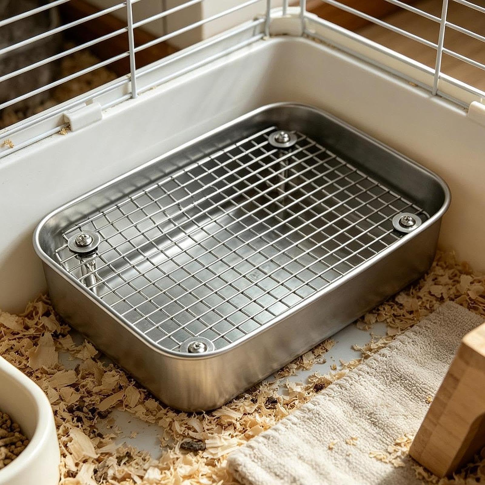 Kaninchenstreu-Toilette, Kleintier-Toilettenaufsatz, Urinauffangschale für andere Tiere, L Silver
