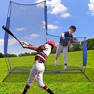 Sharellon Baseball L Screen, Baseball Softball Pitching Screen Net, 7x7FT Baseball Protection Net, Baseball Pitching Safety Net, Baseball Practice Equipment