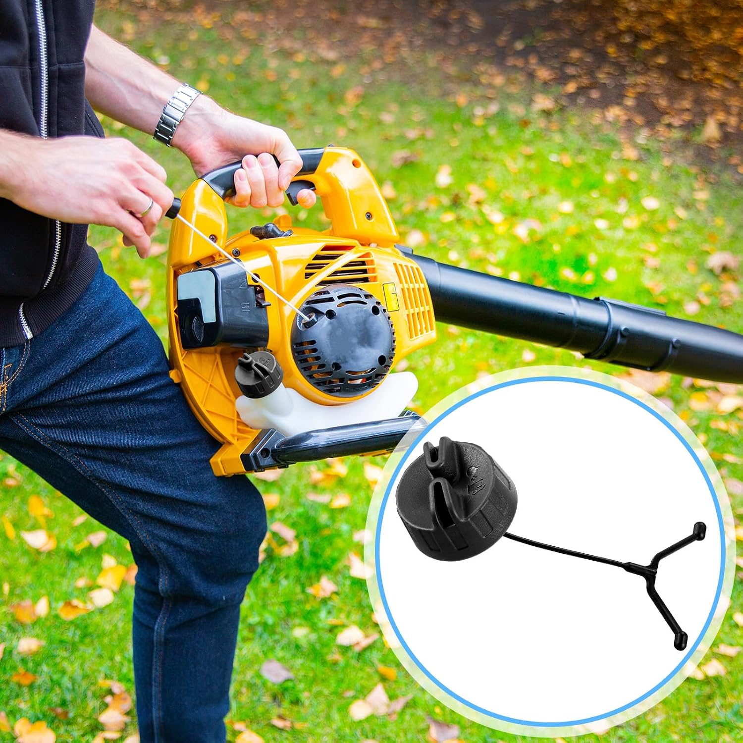 AceOrbit 3 Pcs Gas Cap for Lawn Mower, Fuel Tank Cap Replaces with Retainer Fits Lawnmower Engine Parts, Trimmer/Edger, Gas-Powered Handheld Gas Blower, Line Lawn Trimmer