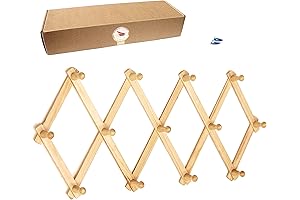 Ample Space Expandable Wooden Wall Mounted Coat Rack with 13 Retractable Hooks...