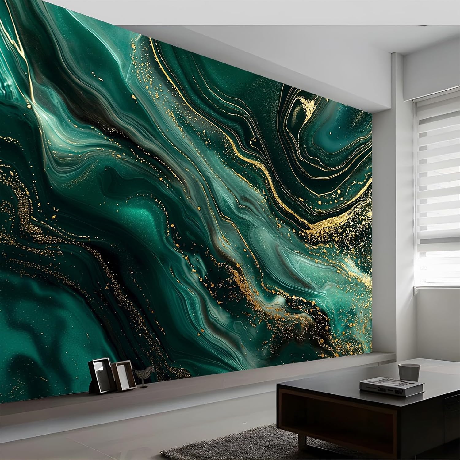 3D Wall Mural Marble Texture Emerald Vortex Print Photo Wallpaper
