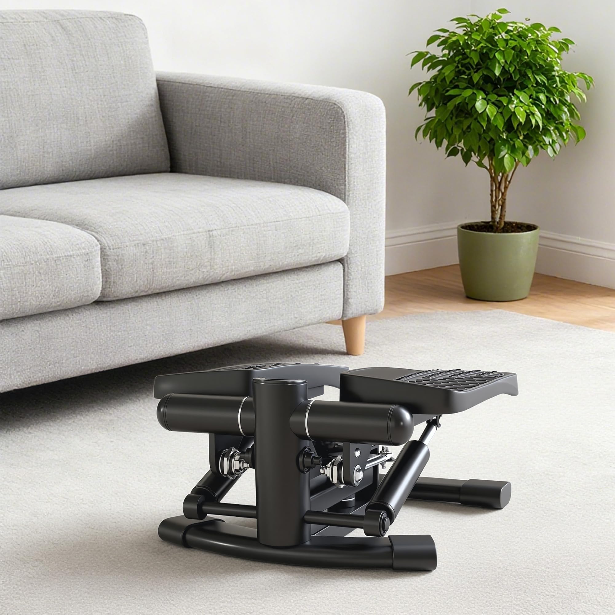 SPORTNOW Mini Stepper Fitness, Stepper Disque de Torsion de la Taille 2 en 1 pédales antidérapantes surdimensionnées, écran LCD, Hauteur réglable, 100 kg, pour la Maison Gym Aucun Assemblage requis