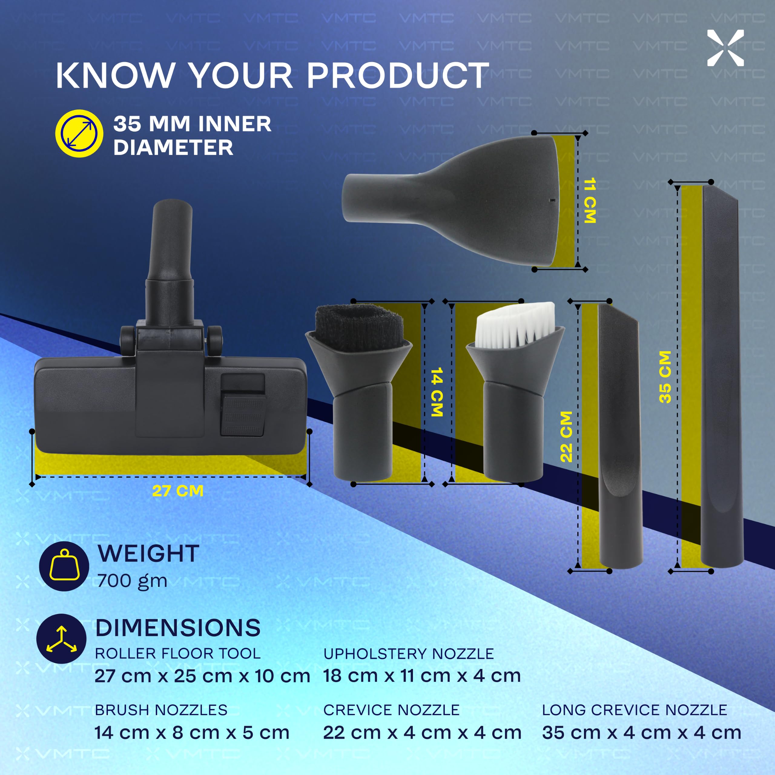 VMTC Vacuum Cleaner Accessories - 6 Attachments -6