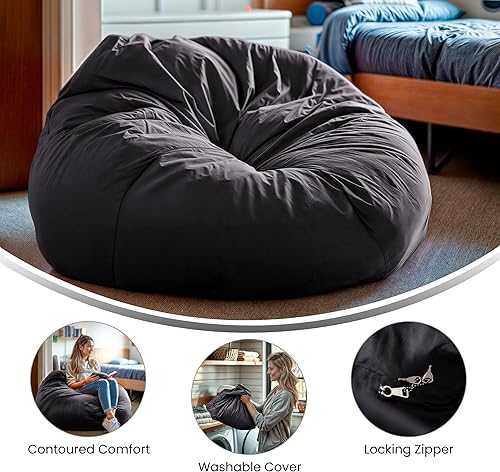 Miniatura 131 de Flash Furniture Puf de gran tamaño para niños y adultos, juego de 1, sherpa natural Negro -,Negro Peludo,Blush Peludo,Marrón,Camouflaje,Azul