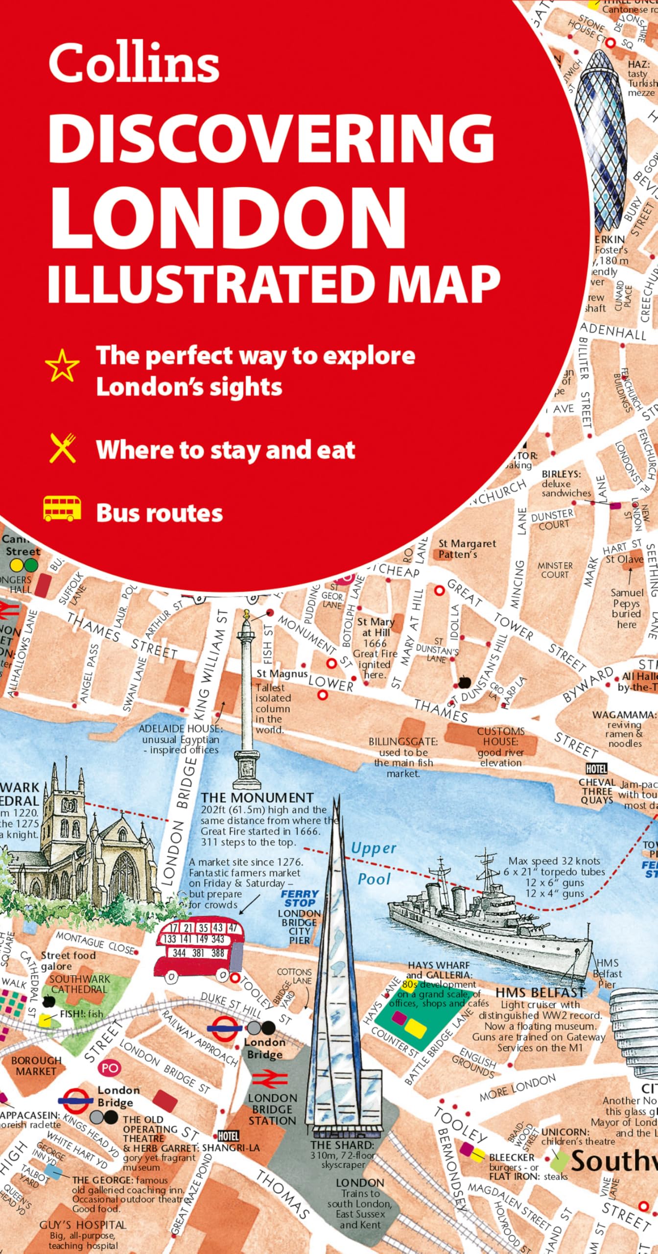 Discovering London Illustrated Map by Dominic Beddow Sheet map, folded