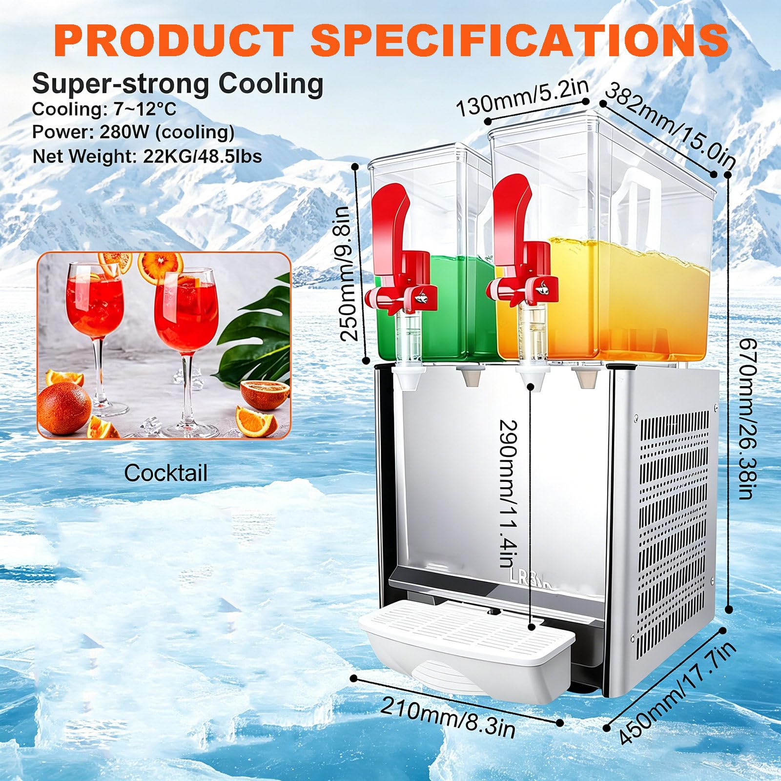 Dispensador comercial de bebidas, dispensador de jugo de acero inoxidable de 30 L para el hogar, restaurante, bar, fiesta, dispensador de bebidas ideal para eventos y reuniones