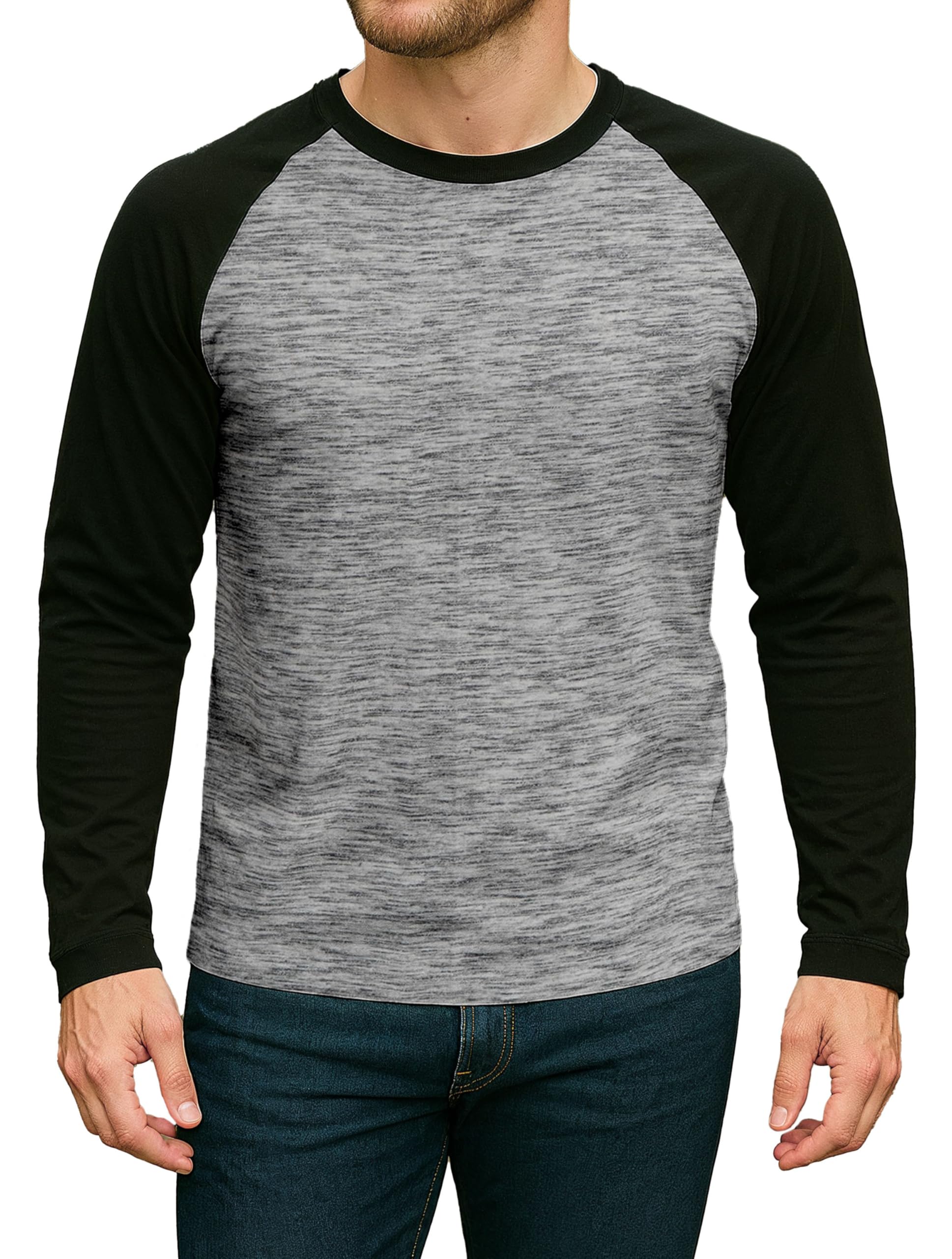 Baseball Raglan Shirt Men - Soft Sports Jersey Style Mens Long Sleeve tee Shirts