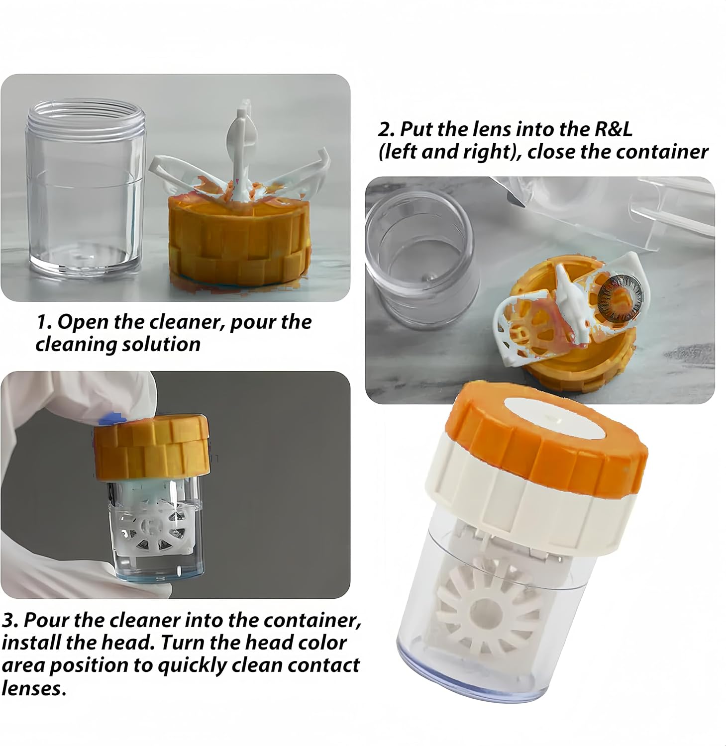 Contact Lens Case with Cleaner Washer,Contact Case with Mirror Tweezers Remover Tool Solution Bottle for Travel (Brown Heart) image 5