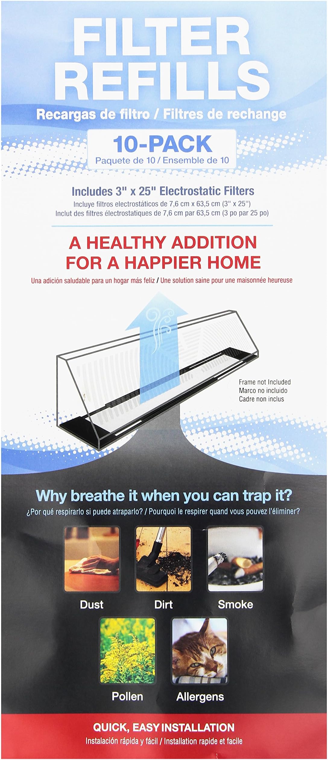 Vent Warrior Baseboard Diffuser Filtration System Replacement Filter Pack, 10 Filter