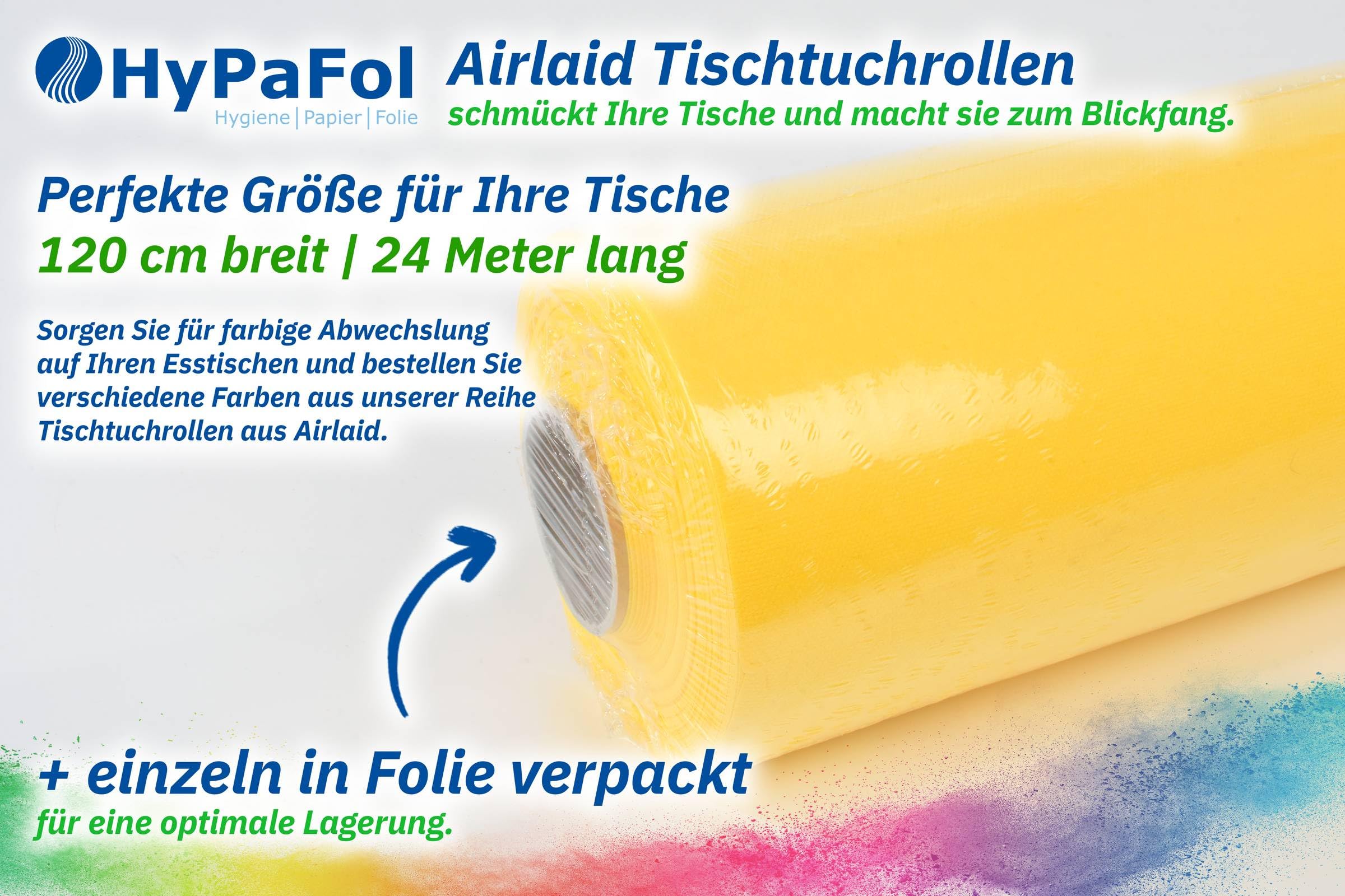 Hypafol Airlaid Tischdeckenrolle Creme I Papiertischdecke Rolle mit stoffähnlicher Eigenschaft, 1,20 x 24 m I Einweg Tischdecke für Biertische & mehr I Einmal Tischdecke ideal für Partys & Hochzeit