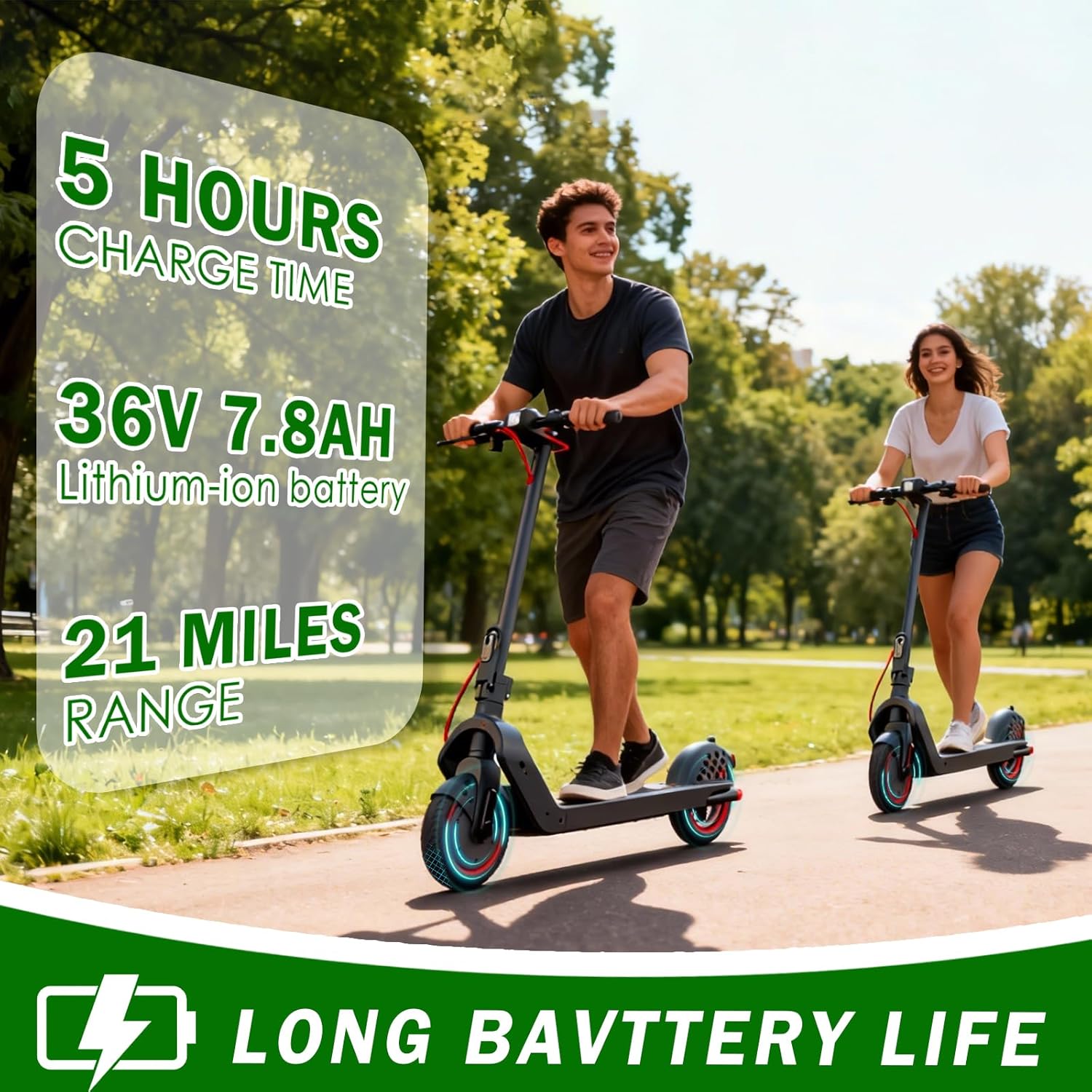 UrbanFish Electric Scooter, 350W/500W, 8.5" Tires, 21 Miles Range, 16/19 Mph, Folding E-Scooter with Dual Braking，APP Control