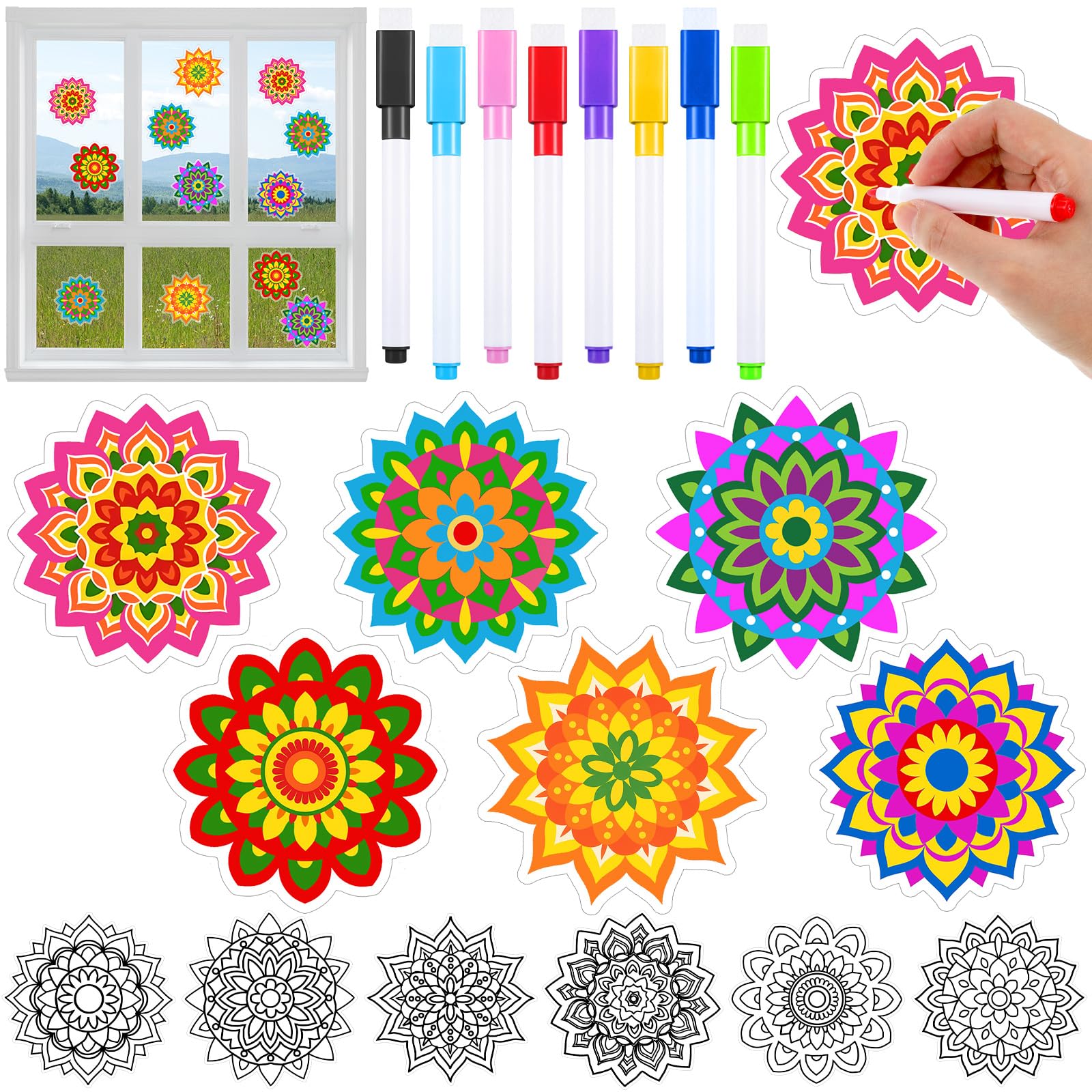 Photo 1 of Frienda Stained Glass Mandala Art Kit Window Clings