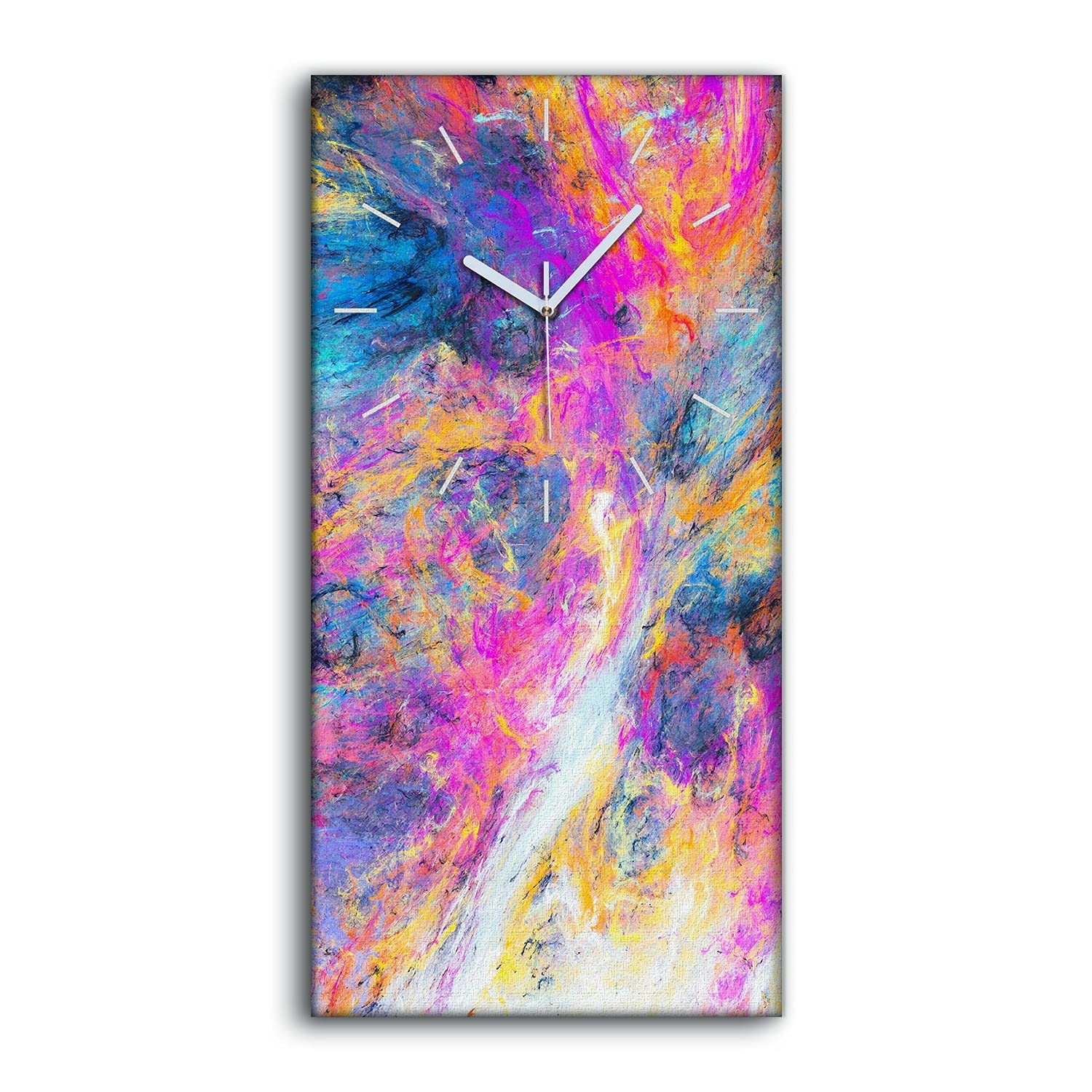 Horloge sur toile abstraite fractale moderne de 30x60cm decoration murale salon
