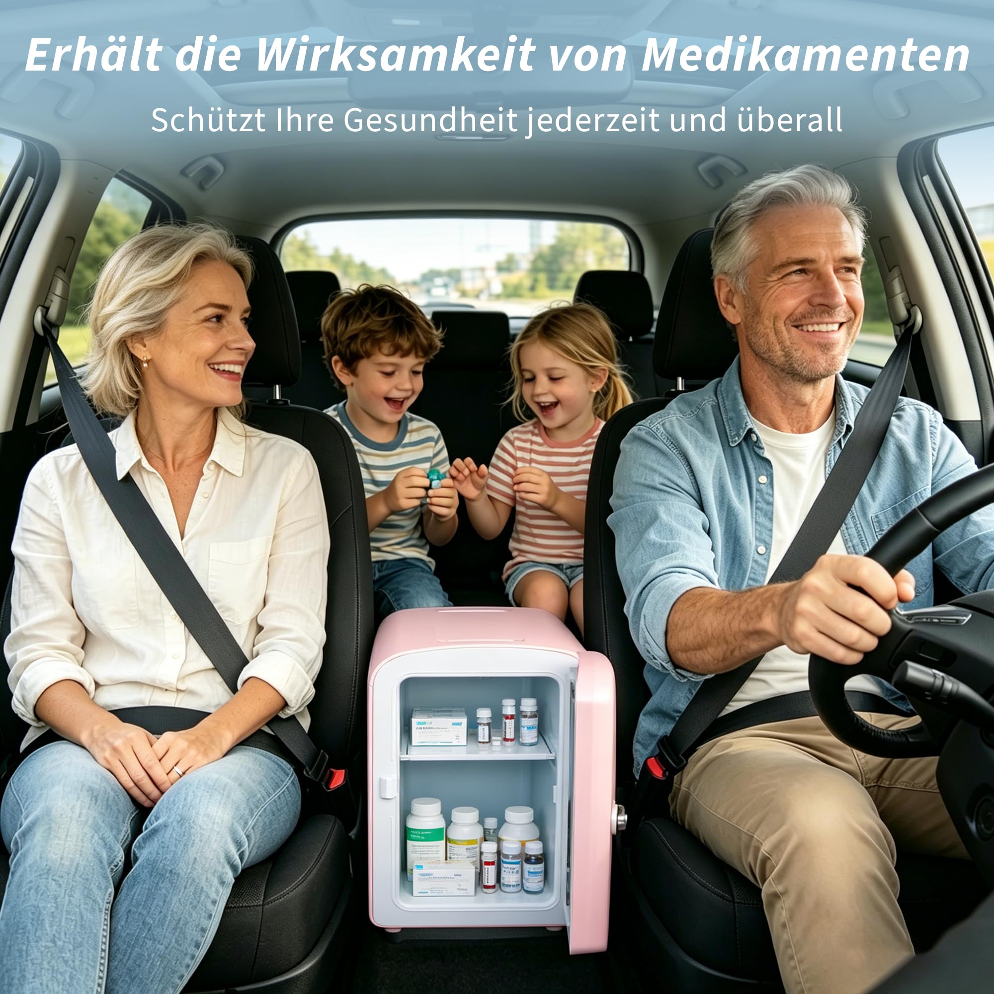 Citybee Mini Kühlschrank 4L mit Kühl- & Heizfunktion 220V AC 12V DC Rosa