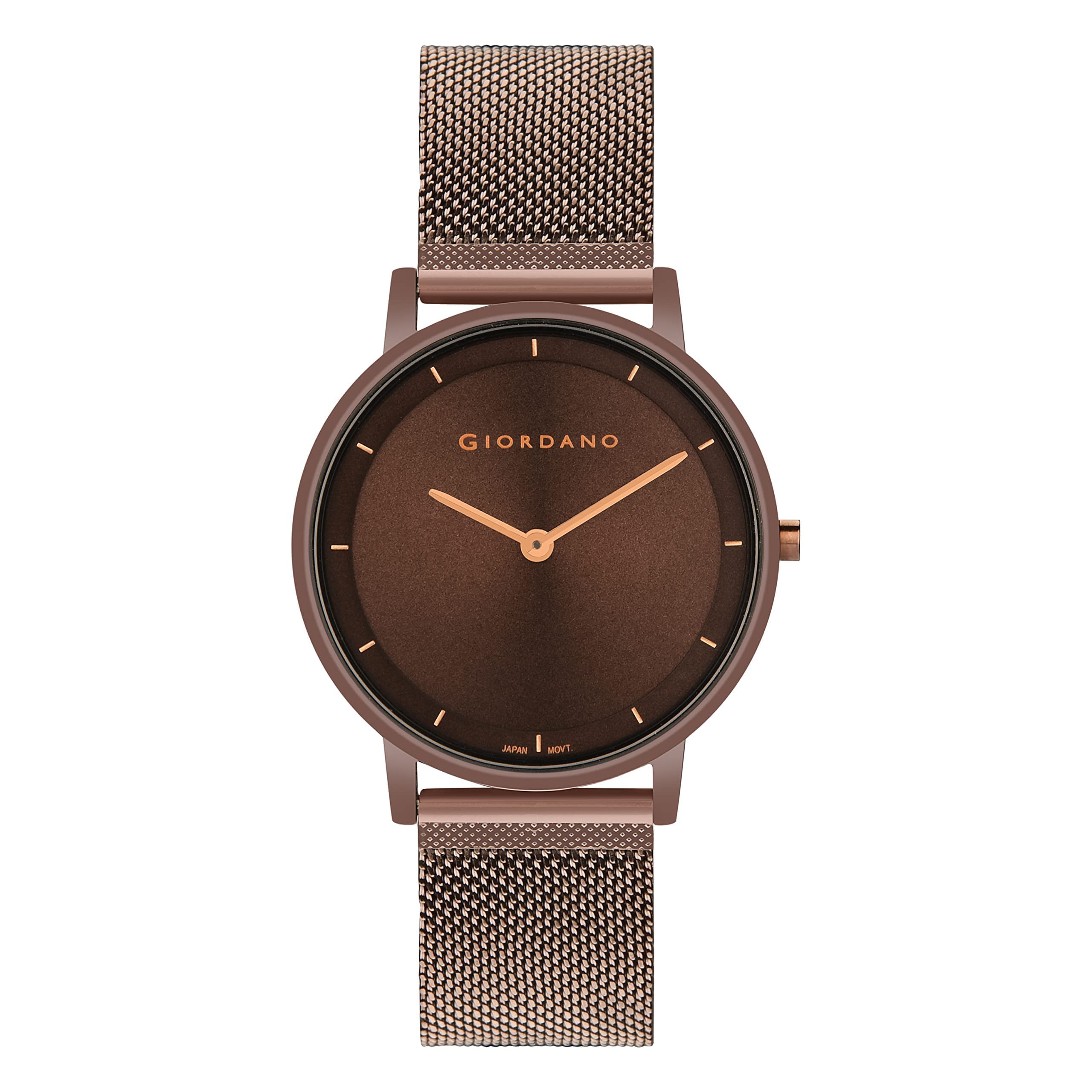 Giordano Analog Wrist Slim Watch for Man with Brown Dial and Metal Mesh Strap Wired Mesh Band - GD4061-44 (B09K5B11X2) Amazon Price History, Amazon Price Tracker