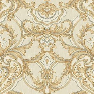 Vintage Damask Peel and Stick Wallpaper, 44 cm x 300 cm, Self-Adhesive R...