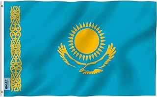 ANLEY Fly Breeze 3x5 Feet Kazakhstan Flag - Vivid Color and UV Fade Resistant - Canvas Header and Double Stitched - Republic of Kazakhstan Flags Polyester with Brass Grommets 3 X 5 FT