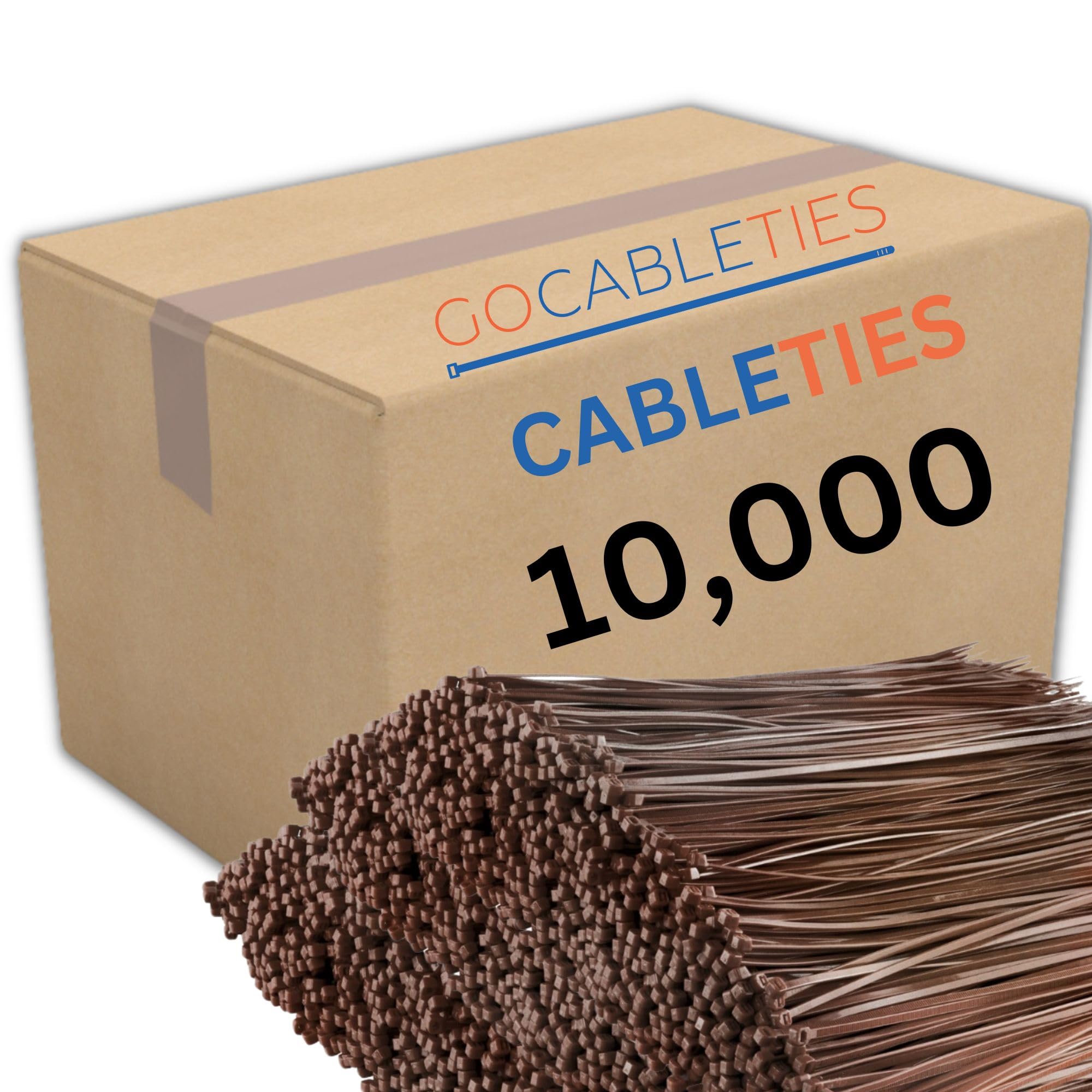 Gocableties Bridas marrones para cables, 300 x 3,6 mm, 10.000 piezas