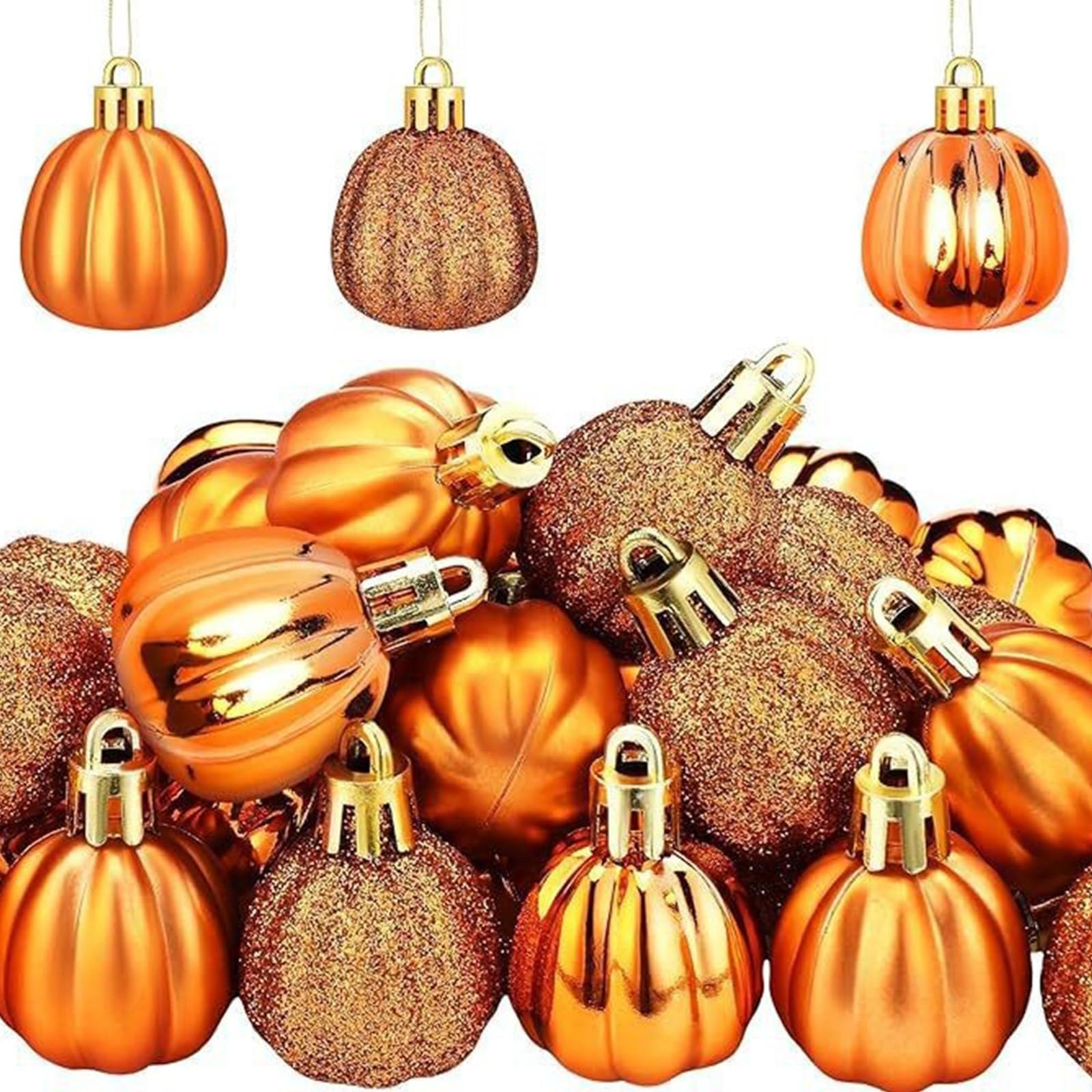 Kalttoy 24 Pcs Pumpkin Ball Decorations Fall Pumpkin Hanging Ornament for Thanksgiving Christmas Tree Home Halloween Festival Ball Hanging Ornament