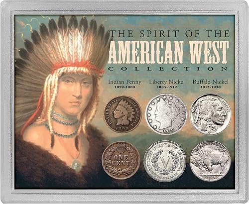 American Coin Treasures Spirit of The American West Penny and Nickel Coin Collection funda acrílica protectora certificado de autenticidad garantía