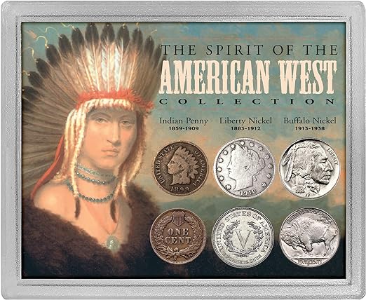 American Coin Treasures Spirit of The American West Penny and Nickel Coin Collection, Protective Acrylic Case, Certificate of Authenticity, Manufacturer's Warranty