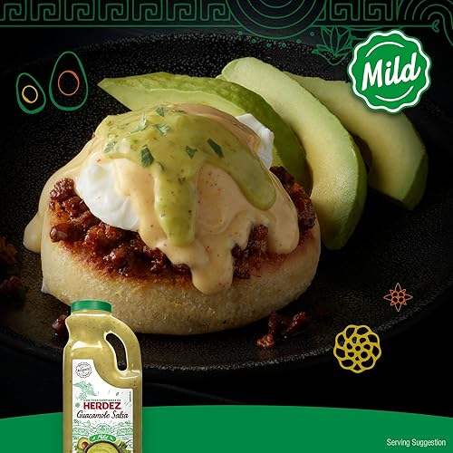 Miniatura 4 de HERDEZ Salsa de guacamole, mediano, jarra de 32 onzas, sin gluten, kosher, auténtica salsa mexicana suave y sabrosa a base de aguacate