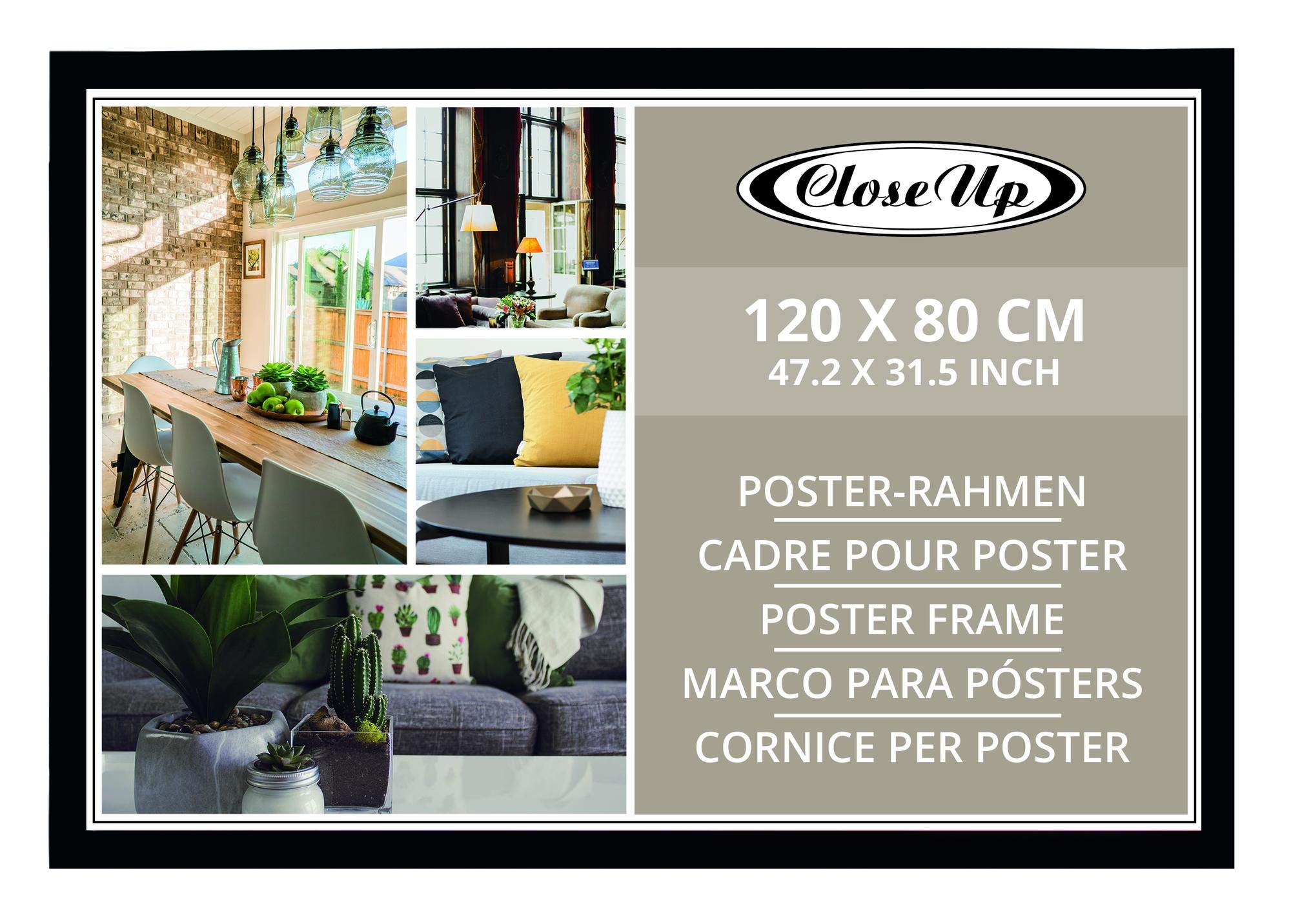Close Up Maxi - Marco para pósteres (80 x 120 cm, MDF, PVC), color negro