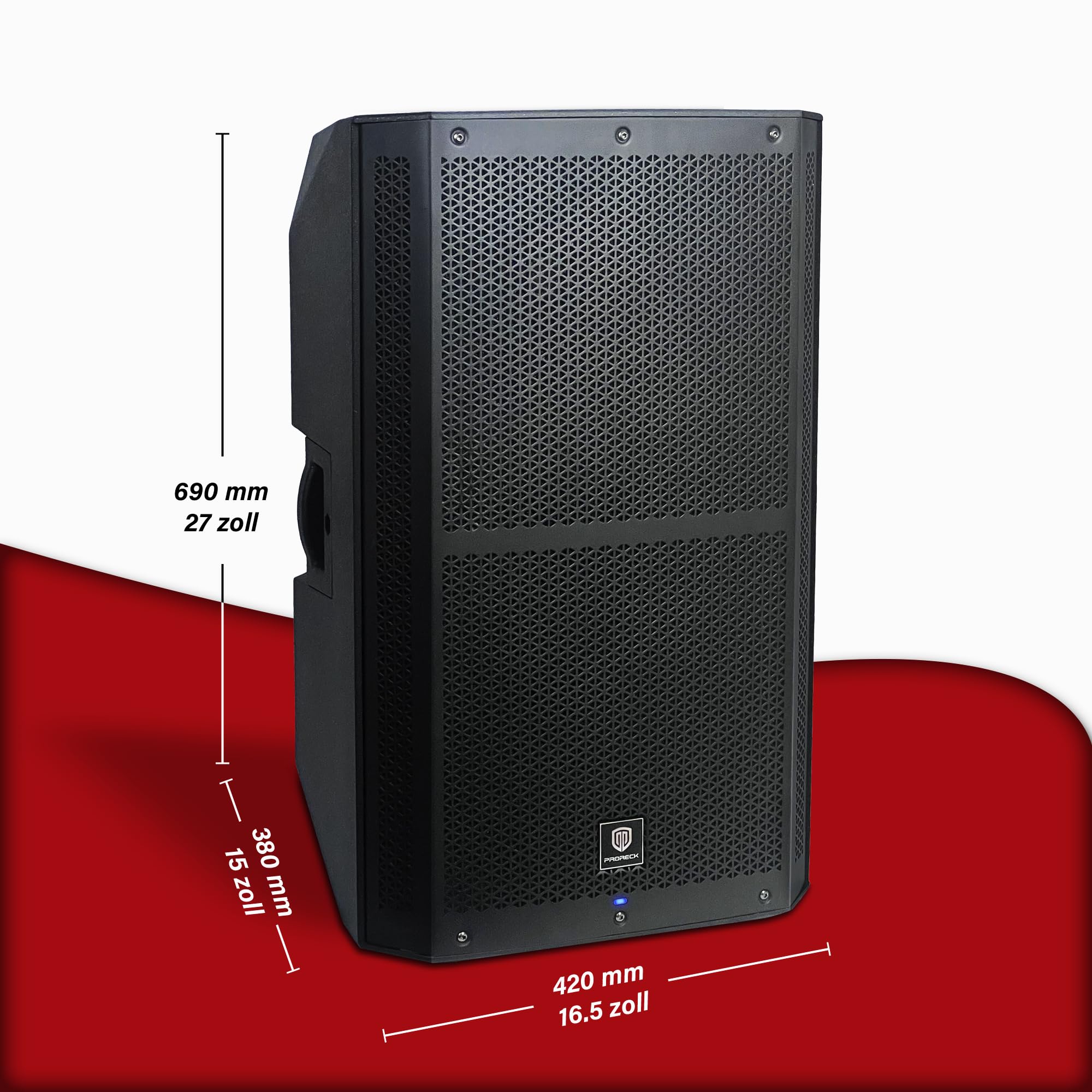 PRORECK SP-15 38 cm (15 Zoll) 1400W P.M.P.O Aktiv-Bühnenmonitor mit 3-Kanal-Eingängen, Bluetooth & DSP – PA-Box für Kirche/Hochzeit/Konferenz/Veranstaltungssaal