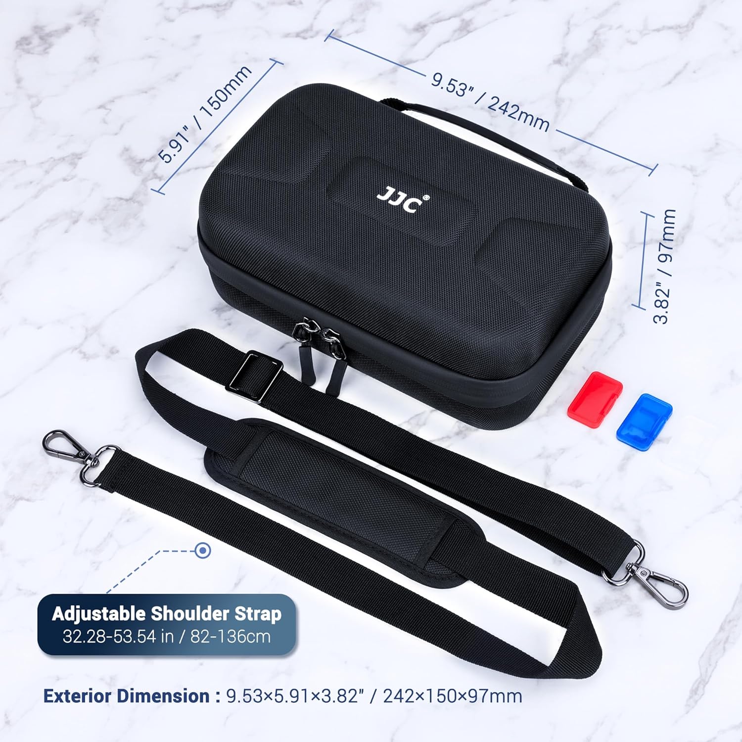 JJC Carrying Case for DJI Osmo Pocket 3 & Xtra Muse Accessories, Compact Portable EVA Hard Shell Case with Shoulder Strap, Water Resistant Protective Bag for Pocket3 Creator Combo, Travel Daily Carry