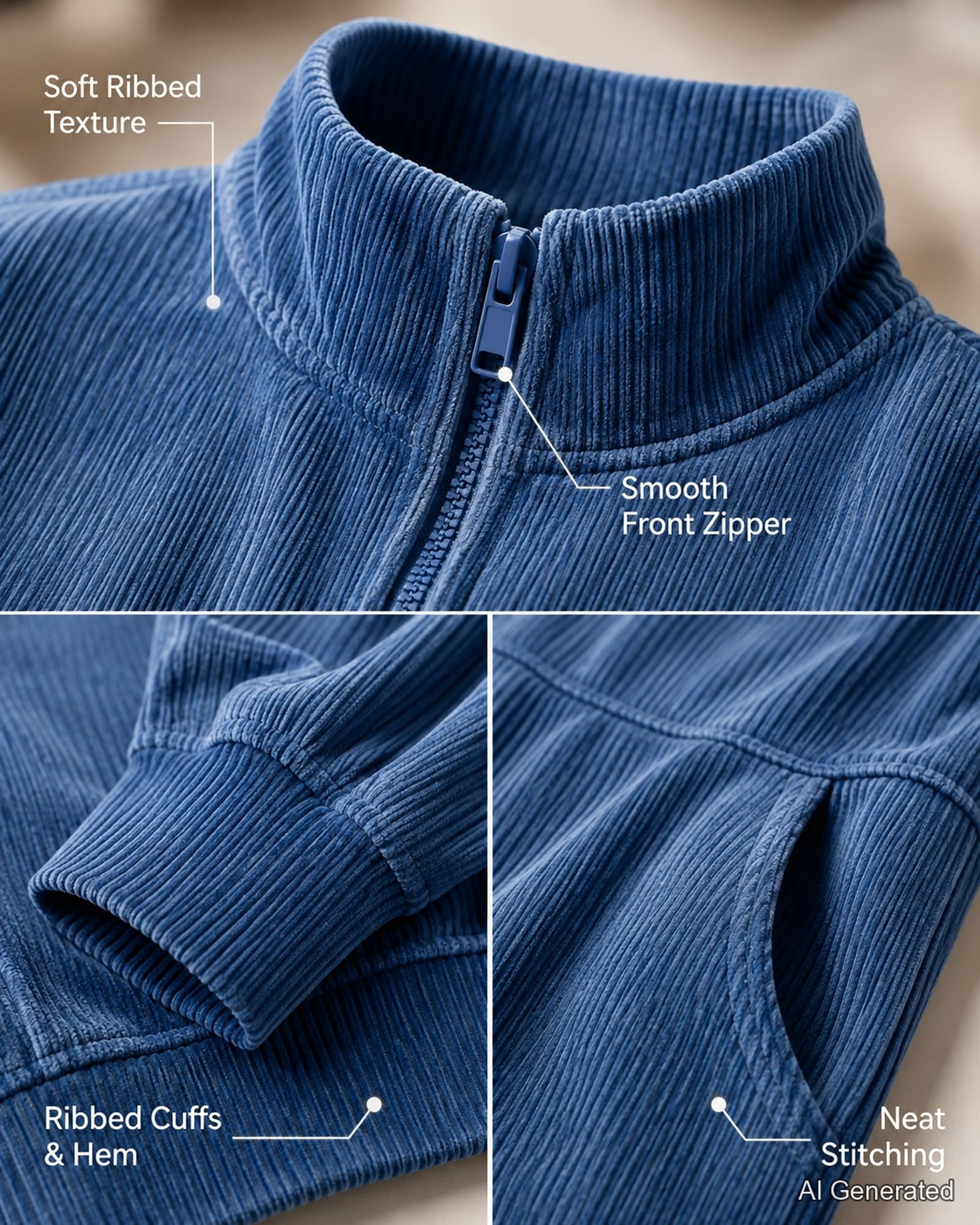 Oversized Jacket For Women Full Zip Stand Collar Long Sleeve With Pockets