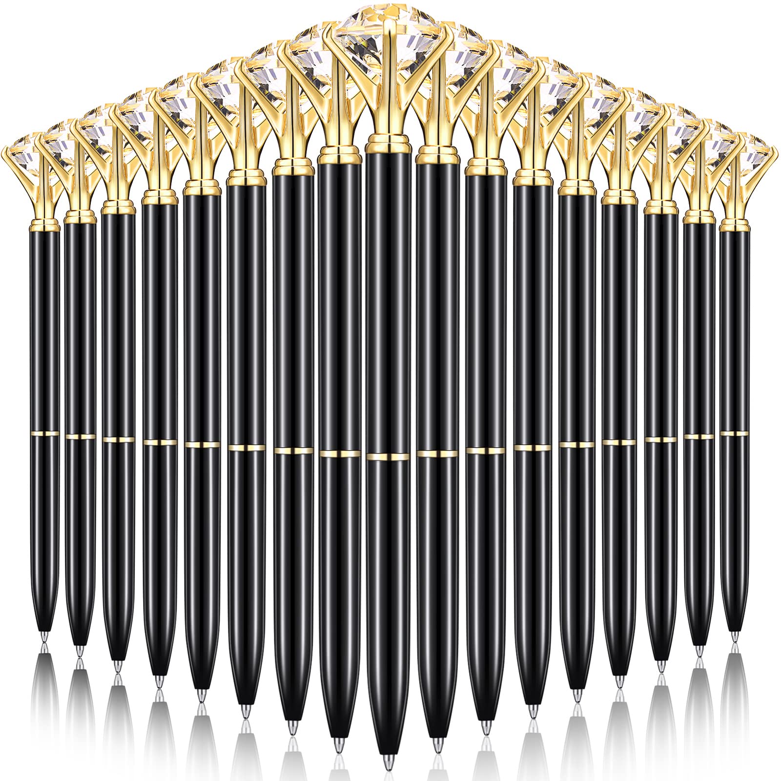 Yahenda 50 Pcs Christmas Gifts Diamond Pens Bridal Shower Ballpoint Pen Bulk Black Ink Bling Crystal Metal Bling with Diamond on Top for Women