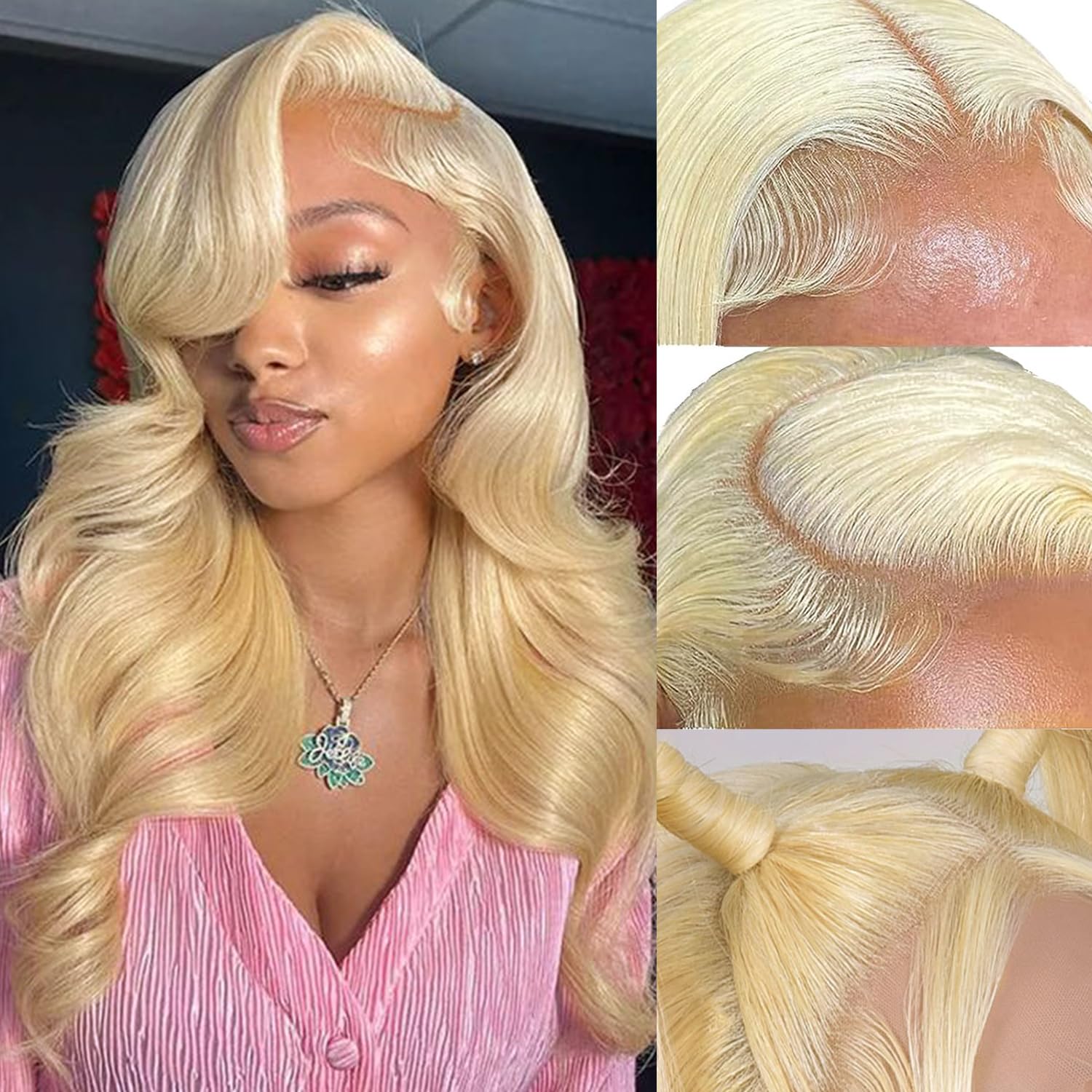 MARUOL 613 Lace Front Wig Human Hair 200 Density Body Wave Blonde Lace Front Wigs 22 Inch 613 Colored Blonde Wig Human Hair Pre Plucked Body Wave 13x4
