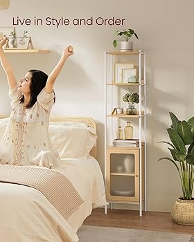 Amazon.com: VASAGLE 6-Tier Bookcase, Slim Bookshelf with PC