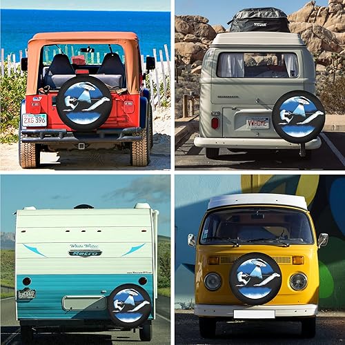 Miniatura 3 de Fundas de neumáticos de repuesto para remolques, divertidos neumáticos de esquí acuático de pie grande para automóviles, resistentes a la