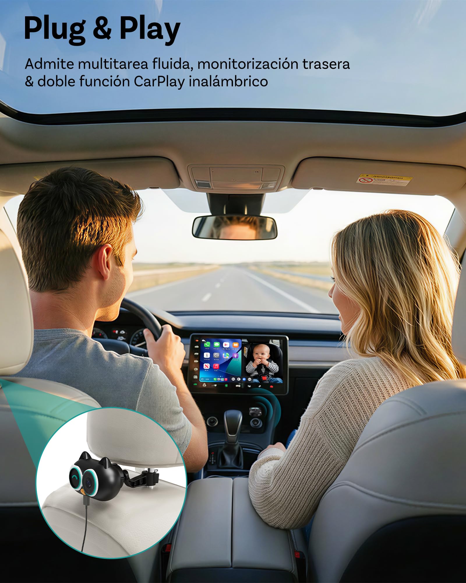 2026 Novedad Mundial Ottocast Cabin Care Car Adapter, Adaptador Carplay Inalámbrico con Bluetooth 5.4, Wi-Fi 2.4G+5G, Plug & Play, 1080p Full HD, Compatible con Coches Desde 2016 con CarPlay por Cable