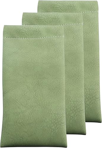 Miniatura 10 de VisionGlobal Paquete de 1/3 bolsas portátiles de cuero para lentes para mujeres/hombres, bolsa multiusos