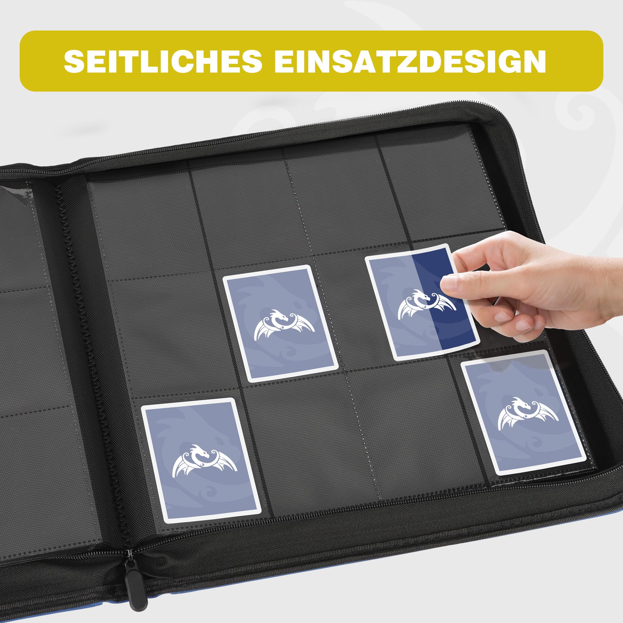 TCGPRO Álbum de tarjetas coleccionables con 12 compartimentos para hasta 720, encuadernación con cremallera lateral para tamaño estándar, álbum de tarjetas coleccionables para juegos de cartas