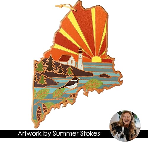 Vista 187 de Totally Bamboo Tabla de cortar con forma del estado de Nebraska y bandeja para servir charcutería con ilustraciones de Summer Stokes, incluye