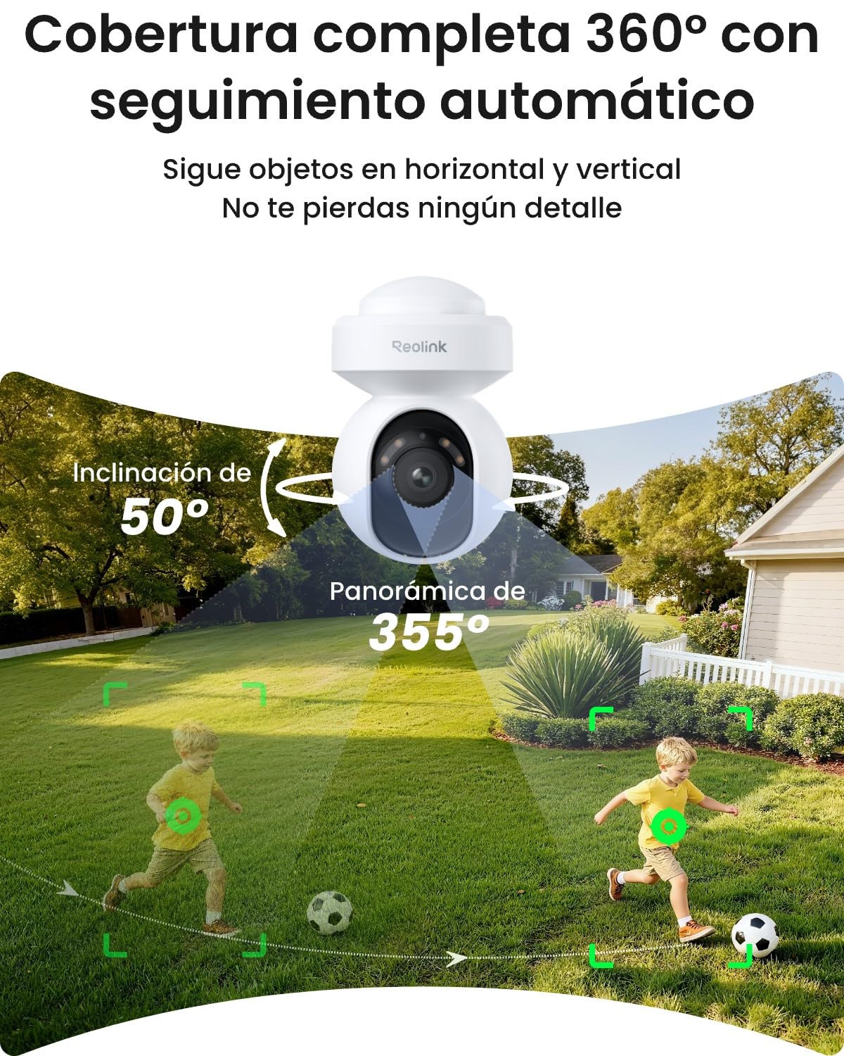 Sistema de seguridad 4K PoE, panorámica 355° e inclinación 50°, autoseguimiento, detección de persona/vehículo/animal, NVR 8CH HDD 2TB para uso interior/exterior, grabación 24/7, 4 cam 4K, RLK8-800PT4