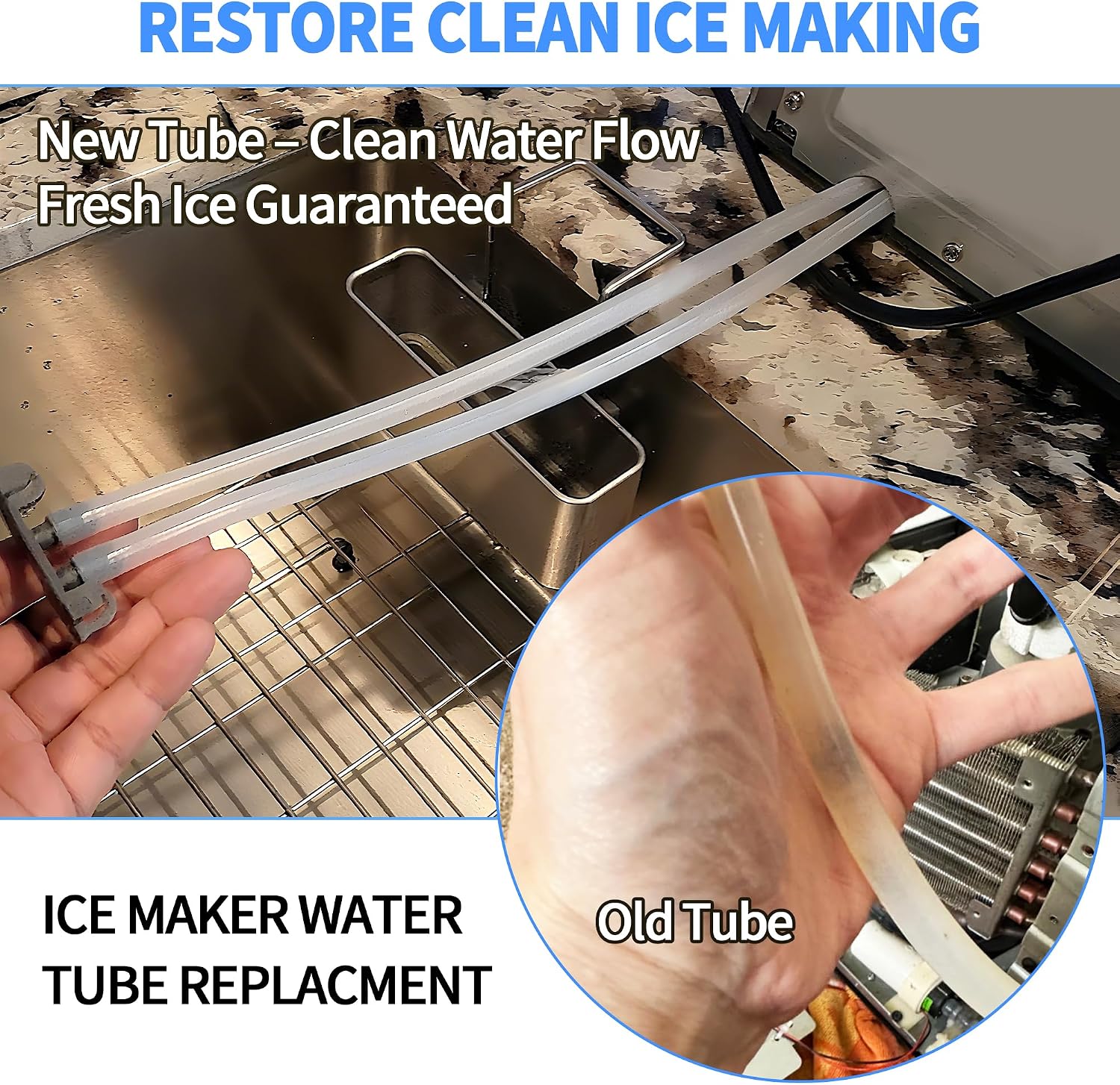 Ice Maker Drain Tube Fit for GE 2.0 Ice Maker, Water Line Replacement for Older GE Opal Nugget Countertop Ices Maker, External Silicone Water Tube Fit for Opal Ice Maker Tubing Replacement Parts