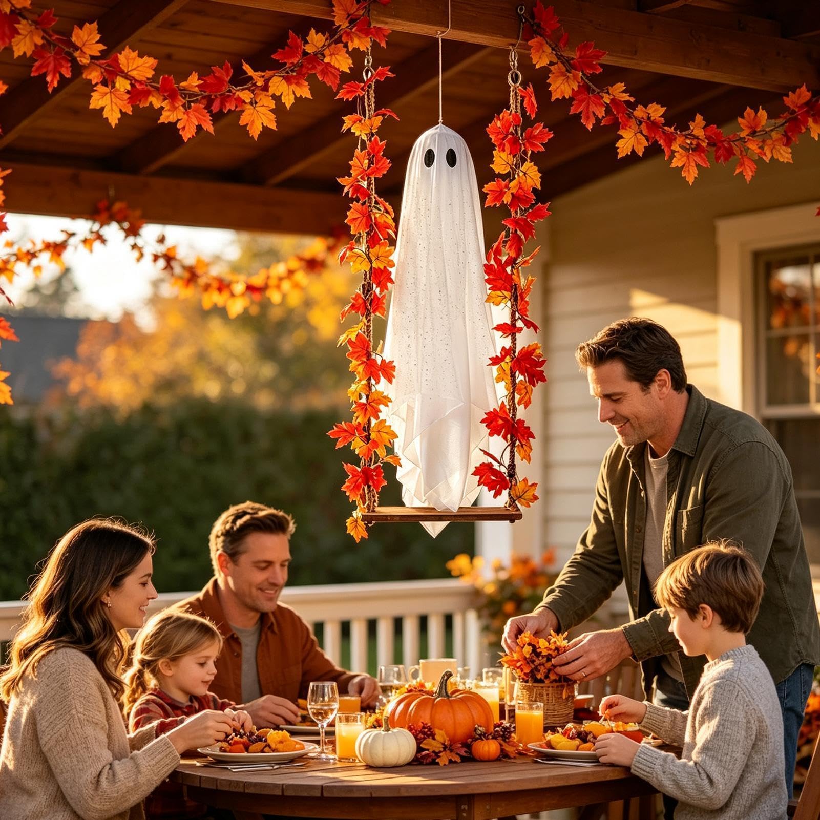 Generico Grande Fantasma da Appendere per Halloween con LED telecomandate